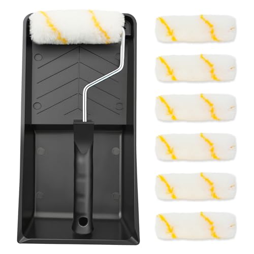 ETERNA Mini Paint Roller Kit, 10 Pieces Paint Supplies for House Painting with Paint Tray, 4 inch Paint Roller Covers&Frame, Perfect for Wall Decorating Home DIY - color: 10Piece-4"