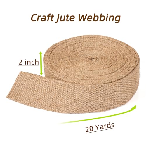 20 Yards 2" Jute Webbing for Chair Seat, Upholstery Webbing for Chairs, Natural Burlap Fabric for Craft Projects - size: 2 Inch/20 Yards