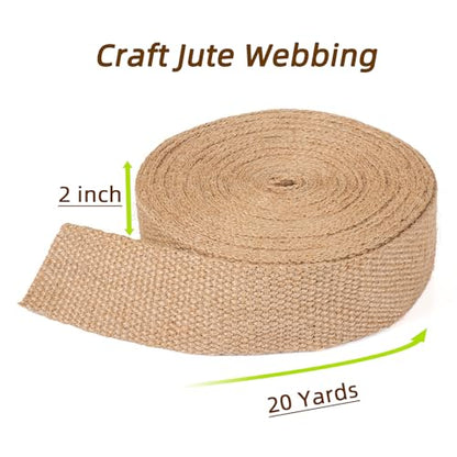 20 Yards 2" Jute Webbing for Chair Seat, Upholstery Webbing for Chairs, Natural Burlap Fabric for Craft Projects - size: 2 Inch/20 Yards