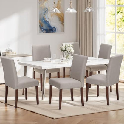 MALOL Upholstered Dining Chairs Set of 6, Modern Fabric Dining Room Chair, Wooden Dining Chair, Kitchen Side Chairs, Farmhouse Dinner Chair with High Back for Kitchen, Brown - color: Brown, size: Set of 6