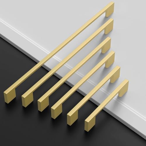 Amerdeco 10 Pack Brushed Gold Cabinet Pulls 3" - color: Brushed Gold, size: 3" hole center