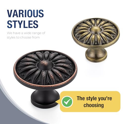 Oil Rubbed Bronze Cabinet Knobs Rosette Drawer Knobs 1-1/4 Inch 10 Pack - color: Oil Rubbed Bronze