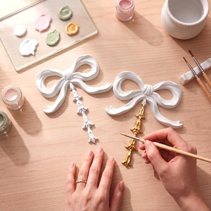Roowest 2 Pcs Carved Appliques Onlays White PVC Appliques for Furniture Decorative 3D Ribbon Bow Carved Onlay DIY Decorative for Cabinet Dresser Bed Door Wall Wardrobe Ceiling - style: Ribbon Bow