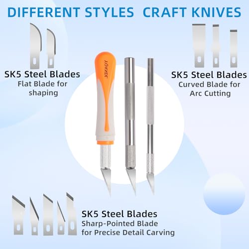 16-Piece Exacto Knife Set: 3 Hobby Knives &13 Industrial-Grade SK5 Steel Blades - Professional Craft Knife Set for DIY, Leather Craft, Pumpkin Carving