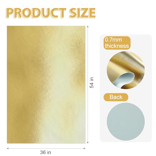 Faux Leather Fabric Smooth Solid 54" x 36" (Golden) - color: Golden