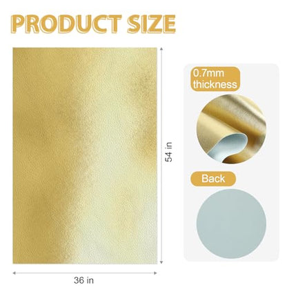 Faux Leather Fabric Smooth Solid 54" x 36" (Golden) - color: Golden