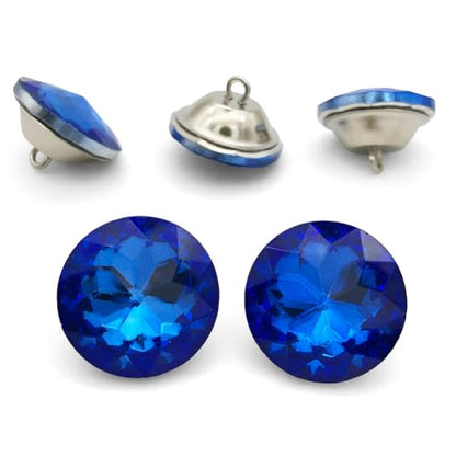 25PCS 25mm Crystal Glass Buttons Sewing Rhinestone Buttons (Blue ZJ) - color: Blue Button(ZJ)