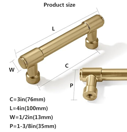 10 Pack 3 Inch Champagne Bronze Cabinet Pulls Gold Drawer Pulls Kitchen Cabinet Hardware Champagne Brass Kitchen Handles for Cabinets Cupboard Handles Drawer Handles - color: Champagne Bronze, size: 3"(76mm) hole center