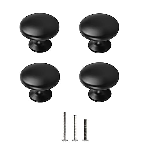 Matte Black Cabinet Knobs 4 Pack Black Drawer Knob Dresser Knob - color: Matt Black, size: 4