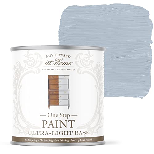 AMY HOWARD AT HOME Chalk-Based One Step Paint for Furniture, Cabinetry, Decor, Finish, and More | No Stripping, Sanding, or Priming | Ultra-Light Base | 16 Ounce | Ambala Blue - color: Ambala Blue, size: 16 Fl Oz (Pack of 1)