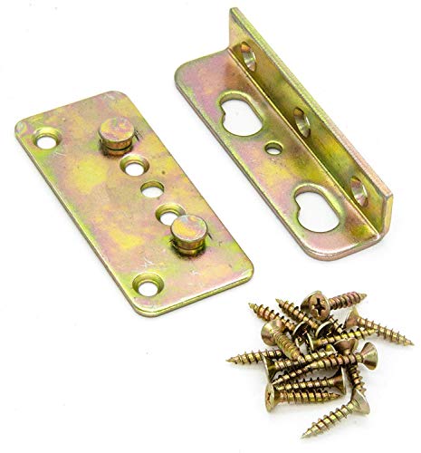 No-Mortise Bed Rail Brackets 4 Pack Heavy Duty & Rust Proof