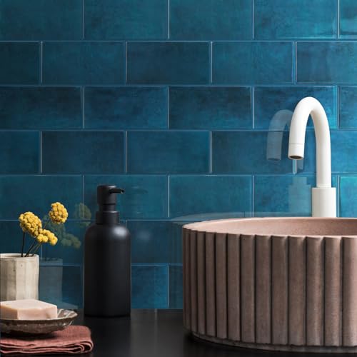 STICKGOO 10-Sheet Backsplash Peel and Stick Subway Tile(Thicker Design) - color: Ocean Blue