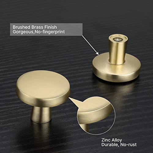 Haliwu 20 Pack Brushed Gold Cabinet Knobs Solid Drawer Knobs - color: Brushed Gold & Round