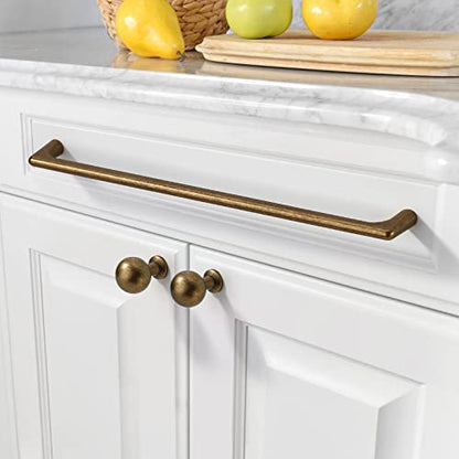 Amerdeco 10 Pack Antique Brass Cabinet Pulls 10" - color: Antique Brass, size: 12.5" hole center