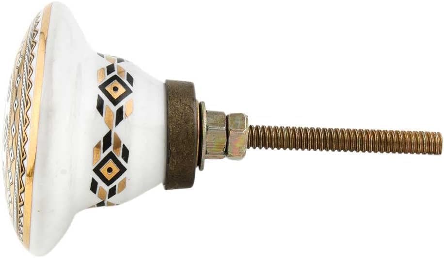 Indian Shelf Wheel Cabinet Knobs for Drawer Dresser 6 Pieces - color: Gold White, size: 6 Knobs
