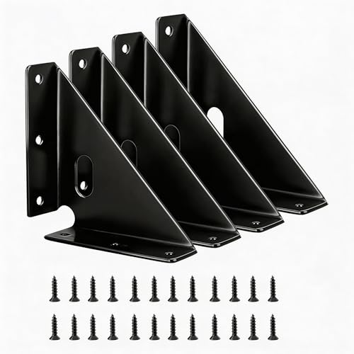 4 Pcs Heavy Duty Gusset Joints, Trapezi Corner Code (Black) - color: 4 Pcs Gusset Joints（black）