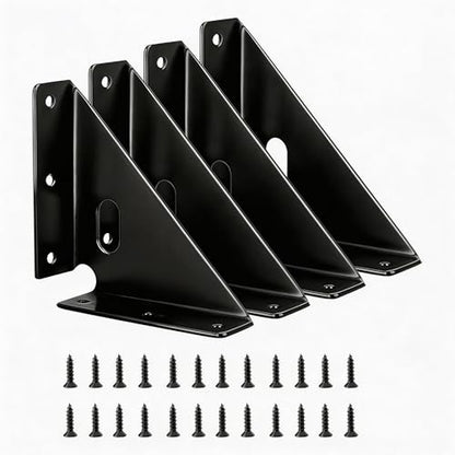 4 Pcs Heavy Duty Gusset Joints, Trapezi Corner Code (Black) - color: 4 Pcs Gusset Joints（black）