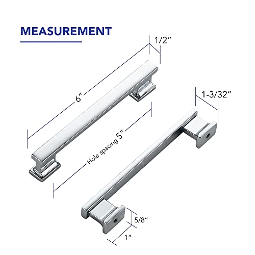 Polished Chrome Cabinet Pulls, 5 Inch (128mm), 20 Pack, Heavy Duty - color: Polished Chrome, size: 5" Hole Center