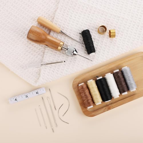Sewing Awl Kit, Stitching Leather Sewing Thread, Waxed Thread Kit - color: 1
