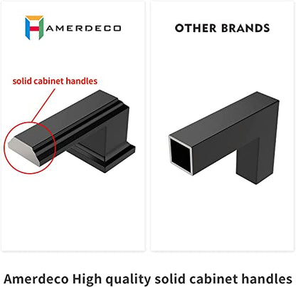 Amerdeco 10 Pack Matte Black 5 Inch(128mm) Hole Centers Kitchen Cabinet Pulls Cabinet Hardware Kitchen Handles for Cabinets Cupboard Handles Drawer Pulls - color: Matte Black, size: 5" hole center, style: 10 Pack