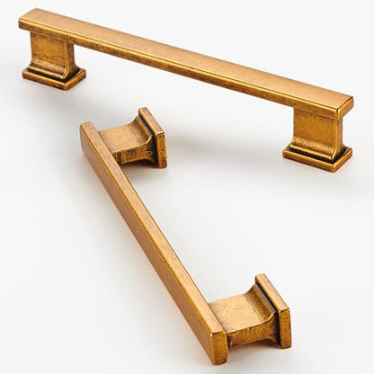 10 Pack 6 Inch Length|5 Inch(128mm) Hole Center Antique Brass Kitchen Cabinet Handles, Cabinet Pulls Kitchen Cabinet Hardware, Cupboard Pulls, Drawer Handles - color: Antique Brass, size: 5 inch Hole Center(128mm), style: 10 Pack Handle