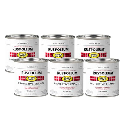 Rust-Oleum Stops Rust Brush On Protective Enamel Paint, Gloss White - color: Gloss White, size: 8 Fl Oz (Pack of 6)