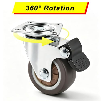 1.5 Inch Swivel Plate Caster Wheels Screw in Lockable Rubber Casters - size: 1.5 inches