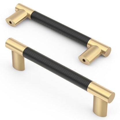 Asidrama 10 Pack 4 Inch(102mm) Knurled Black and Gold Kitchen Cabinet Handles, Cabinet Pulls Kitchen Cabinet Hardware Cupboard Handles Drawer Pulls 4496 - color: Black-Gold, size: 4" Hole Center(102mm)