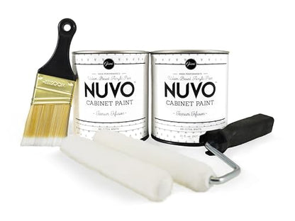 Nuvo Titanium Infusion Cabinet Makeover Kit - Easy DIY 7-Piece Set, Brilliant White, Long-Lasting Finish - color: Titanium Infusion, style: Full Sized Kit