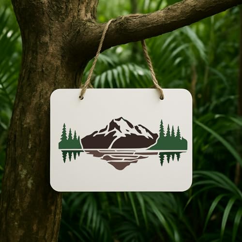 19Pcs Mountain Forest Stencil for Painting, 3.94 x 7.87inch - color: mountain forest