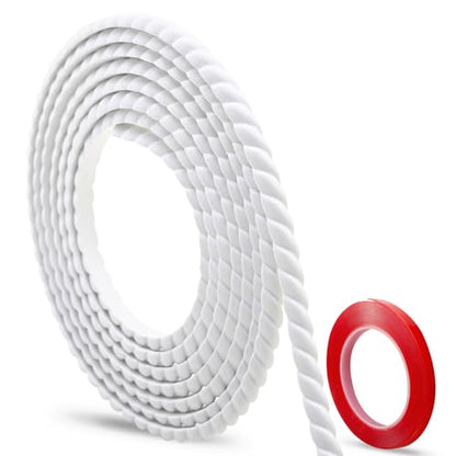 Coengwui 393.7" x 0.79" Peel and Stick Unfinished White Molding Trim with Twisted Rope Moulding, Flexible Decorative Strip, Paintable DIY for Mirror Frame, Wall, Cabinet, Door - size: 393.7" x 0.79"