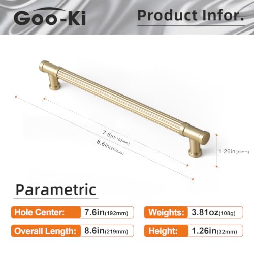 Goo-Ki 6 Pack Stripes Cabinet Pulls Champagne Bronze Drawer Handles, 7.56 Inch c-c Modern Dresser Pulls Zinc Alloy & Aluminium Kitchen Cabinet Hardware,3210UBR-192 - color: Champagne Bronze, size: 7.56"(192mm) Center-Center