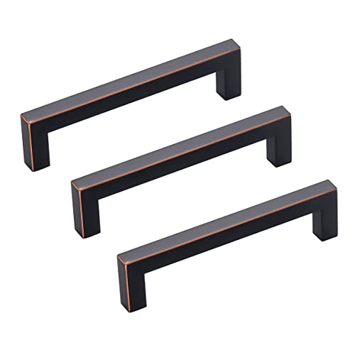 30 Pack Oil Rubbed Bronze Cabinet Pulls 5 Inch Hole Centers Square Drawer Handles Bronze Cupboard Handles Kitchen Handles for Cabinets Modern Stainless Steel Cabinet Hardware - color: Oil Rubbed Bronze, size: 5 inch hole center (128mm)