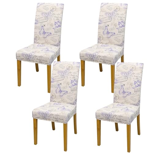 Dining Chair Covers, Stretch Seat Covers, Washable Furniture Protector - color: Butterfly Story, size: ‌Milk Silk