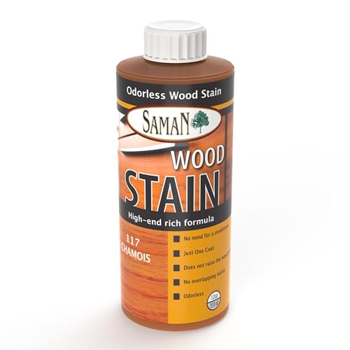 SamaN Interior Water Based Wood Stain - Natural Stain for Furniture, Moldings, Wood Paneling, Cabinets (Chamois TEW-117-12, 12 oz) - color: Chamois, size: 12 oz
