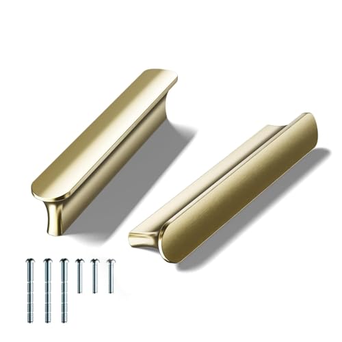 Cobbe 10 Pack Champagne Bronze Cabinet Pulls 3-3/4 Inch (96mm) Hole Centers Gold Kitchen Cabinet Handles Drawer Pulls Dresser Handles Cabinet Door Handles Cabinet Hardware - color: Gold 10 Pack, size: 3-3/4" hole center spacing
