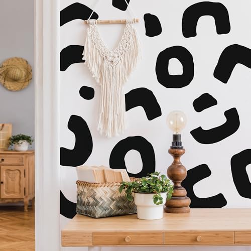 Large Black Boho Geometric Wall Decals, Abstract Shapes Wall Décor - style: Abstract
