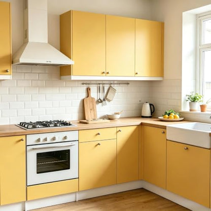 Decotalk Mustard Yellow Wallpaper Peel and Stick 17.7x120 Inch - color: Mustard Yellow, size: 17.7" x 120"