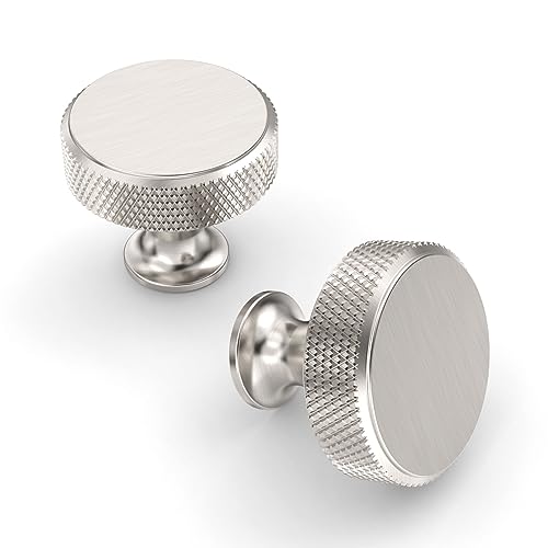 Asidrama 10 Pack Brushed Satin Nickel Kitchen Cabinet Knobs Knurled Dresser Knobs Drawer Knob Cabinet Hardware Aluminum Knob for Dresser Drawers - color: Brushed Satin Nickel, style: 10 Pack