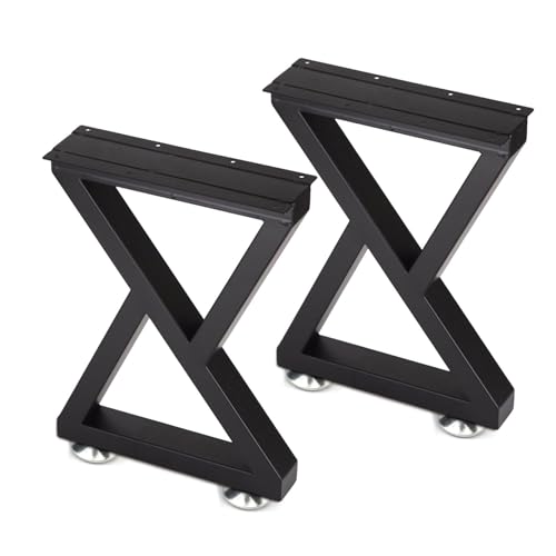 Taelakeni 16 Inch Metal Bench Coffee Table Legs, Set of 2, Black - color: Double Triangle, size: 16 IN