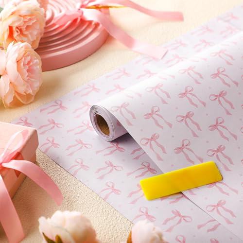 Drydiet Pink Bow Wallpaper Peel and Stick Contact Paper 15.8 in x 118.1 in - color: Pink, size: 15.8 in x 118.1 in, style: Bow