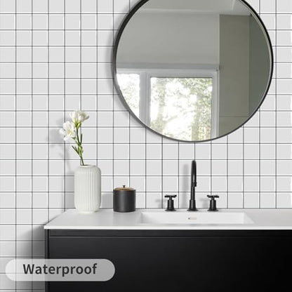 DEWOO Peel and Stick Backsplash Self Adhesive Wall Tiles White,10-Sheet - color: White
