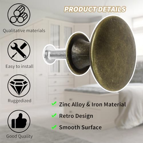 24 Pcs 30mm Antique Bronze Kitchen Cabinet Knobs - color: Antique Breen Bronze, size: 24 Pcs