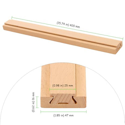 6 PCS 15.7 Inch Wooden Drawer Slides, Classic Wood Center Guide Track with Metal Glides, Dresser Slider Replacement Kit