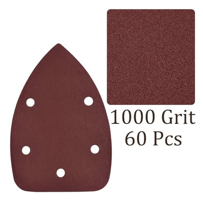 60pcs Mouse Sander Detail Sandpaper 1000Grit 3.5"x5.5" Triangle - size: 1000 grit
