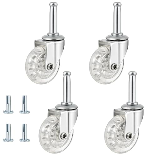 2" Swivel Caster Wheels, M8×38mm, Crystal Clear, Set of 4 - size: 2",No Brake