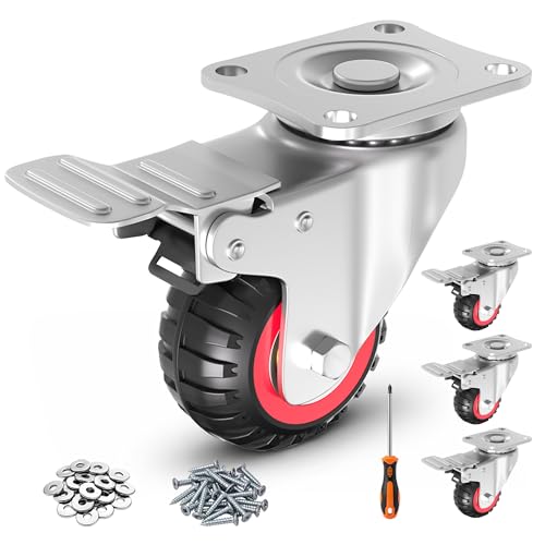 2" Swivel Caster Wheels,Casters Set of 4 Heavy Duty with Brakes - size: 2IN-4packs