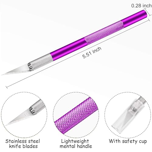 Mudder 15 Pack Exacto Knife Set, Craft Knives Hobby Knife, Purple - color: Purple