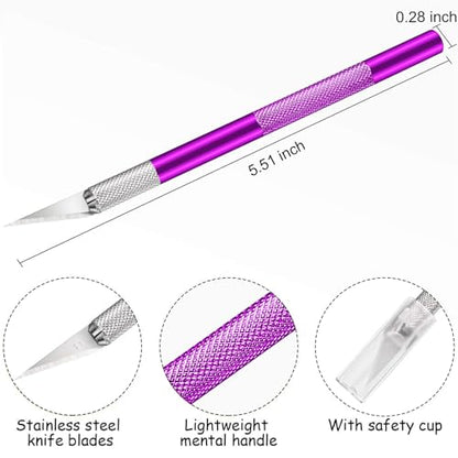 Mudder 15 Pack Exacto Knife Set, Craft Knives Hobby Knife, Purple - color: Purple