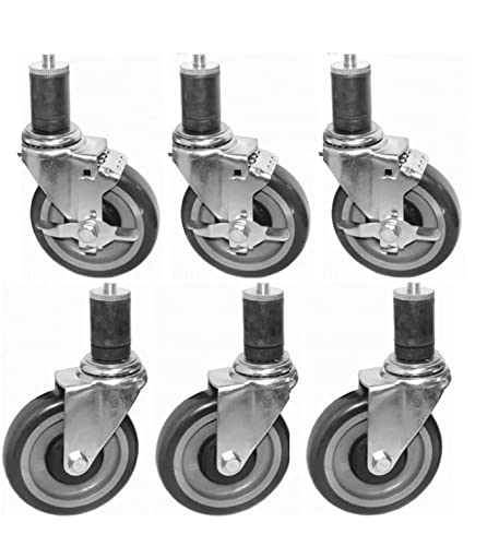 4" Casters for Food Prep Work Table – Set of 6 Heavy Duty Rolling Wheels